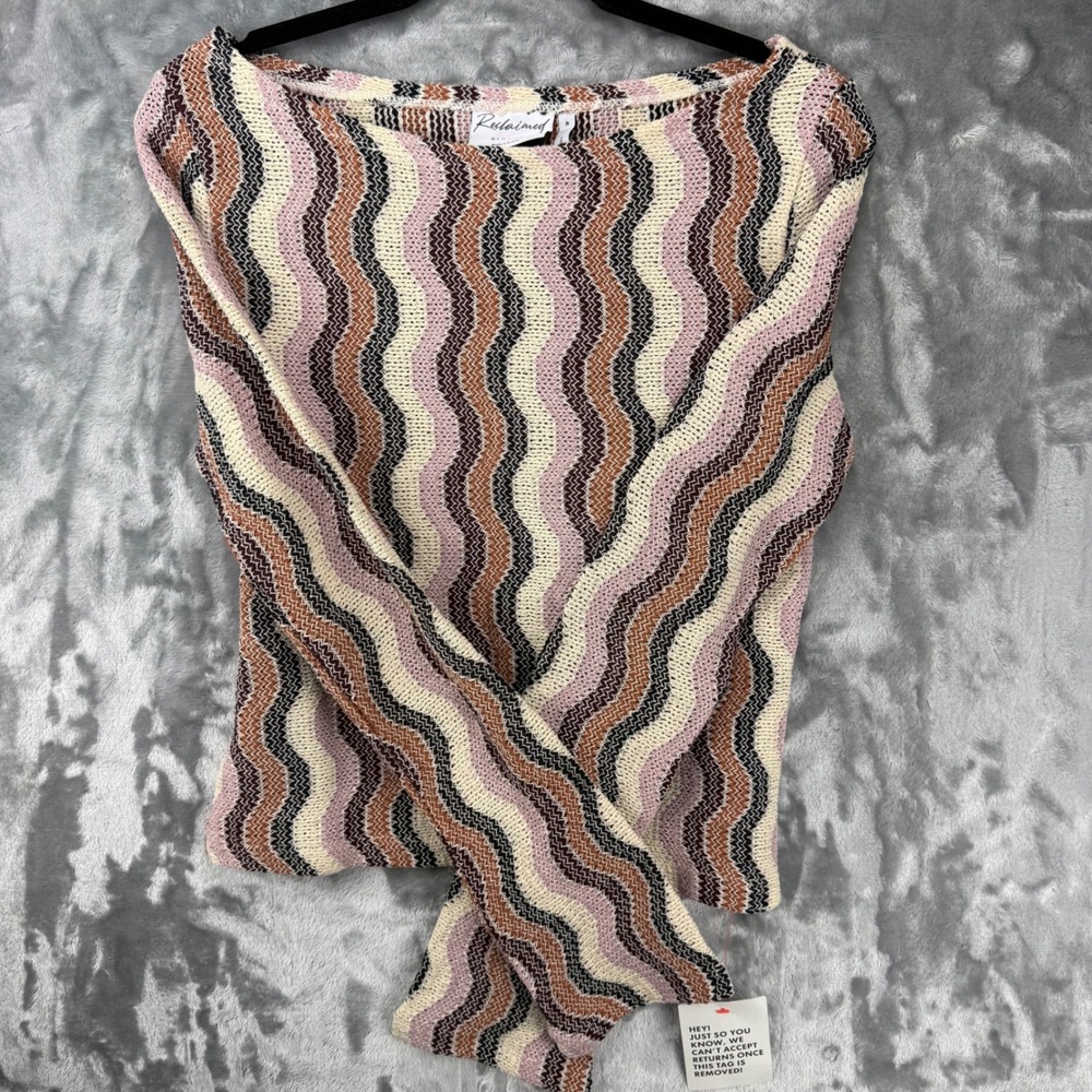 Reclaimed Vintage WMN Multi Color Wavy Stripe Knit Long Sleeve Top Medium NEW - Picture 14 of 15
